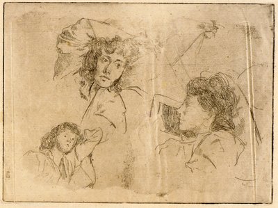 Three Heads--Sketches by J. Alden Weir