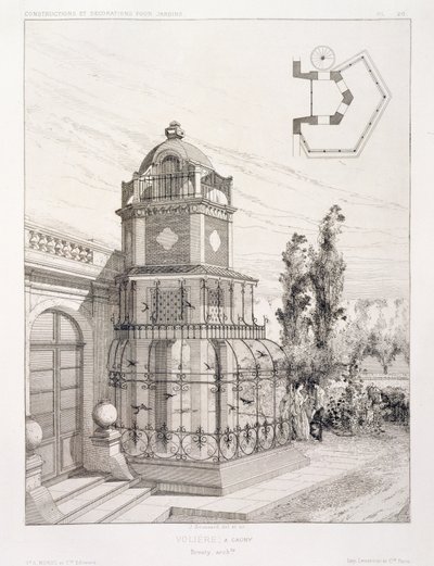 Aviary for Songbirds, from a Volume of Designs by Various Architects, Pub. Morel & Cie, Paris by J. Boussard