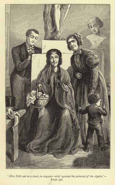Mrs Holt Sat on a Stool, in Singular Relief Against the Pedestal of the Apollo by J. Cooper