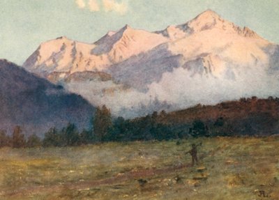 Sunset on Mont Blanc from above Geneva by J. Hardwicke Lewis