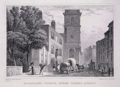 All Hallows the Great, London, c1829 by J Hinchcliff