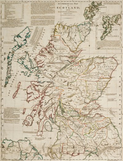 A commercial map of Scotland with the roads, stages and distances by J. Knox