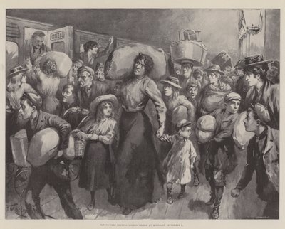 Hop-Pickers Leaving London Bridge at Midnight, 1 September by J. Macfarlane
