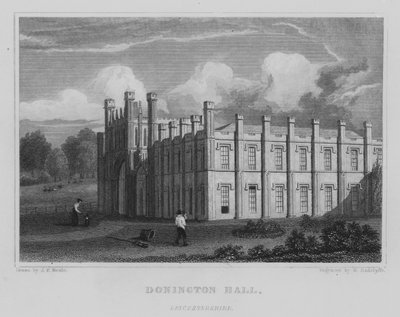 Donington Hall, Leicestershire (engraving) by John Preston Neale