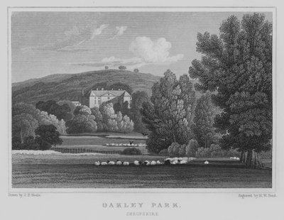 Oakley Park, Shropshire (engraving) by John Preston Neale