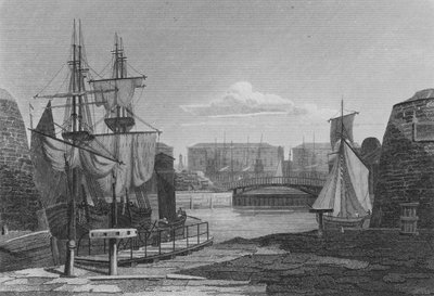 The Entrance to the London Docks by John Preston Neale