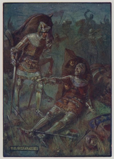 Death of James, 2nd Earl of Douglas, Fighting the English at the Battle of Otterburn, 1388 by J. R. Skelton