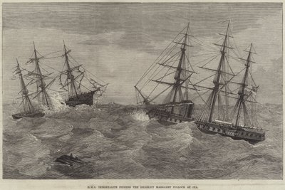 HMS Immortalite Finding the Derelict Margaret Pollock at Sea by J. Wells