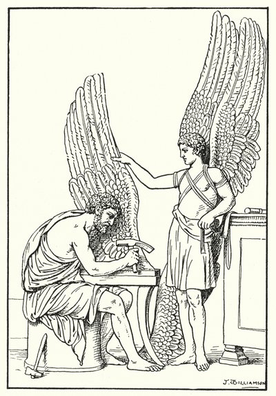Daedalus and Icarus, from a bas-relief, Rome by J. Williamson