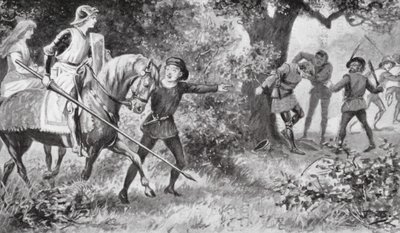 Gareth rushed upon the robbers and struck out so boldly that they ran away by J. Williamson