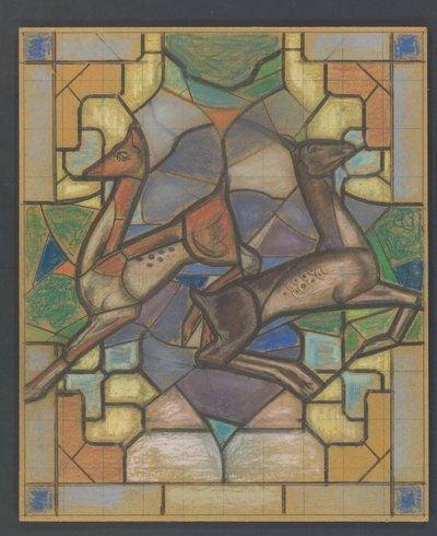 Design for a Stained Glass Window with Two Goats by Jaap Weyand