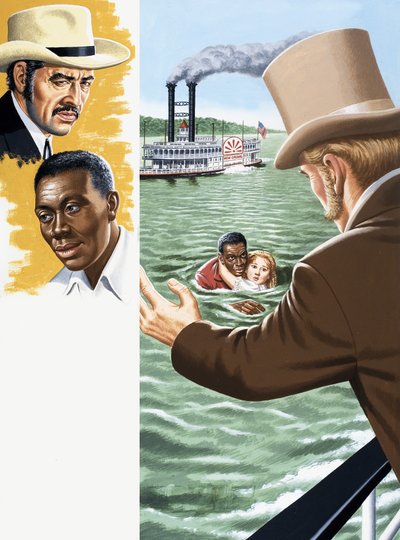 Unidentified man rescuing a girl who has fallen from a paddle steamer by Jack Keay