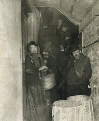 Waiting to Be Let in the Mulberry Street Station by Jacob August Riis