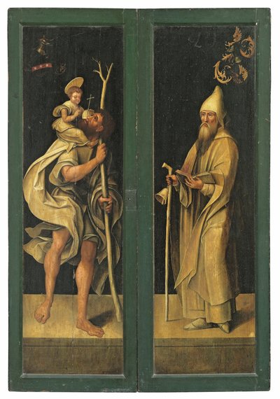 St. Christopher Carrying the Christ Child and St. Anthony Abbot, Outer Faces of an Altarpiece by Jacob Claesz. von Utrecht