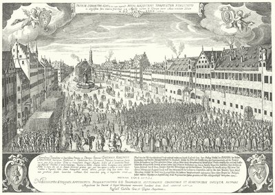 The city of Augsburg pays homage to Gustavus Adolphus of Sweden by Jacob Custodis