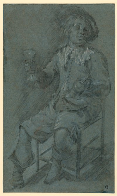 Seated Cavalier with Wine Glass, 1650–60 by Jacob Duck