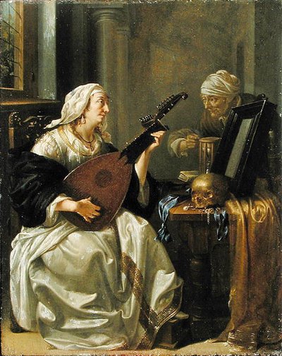 Woman with Theorbo, Vanitas, c.1660 by Jacob Duck