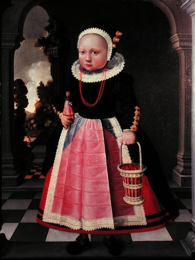 Portrait of a Little Girl Holding a Doll and a Basket by Jacob Gerritsz Cuyp