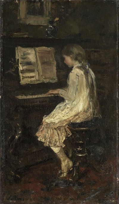 Girl at the Piano by Jacob Henricus or Hendricus Maris