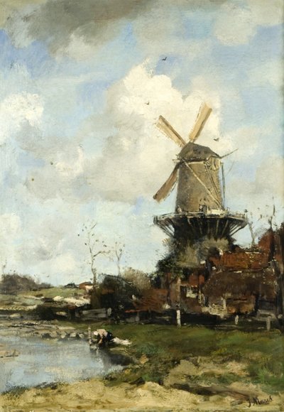 The Mill, Dutch Landscape by Jacob Henricus or Hendricus Maris