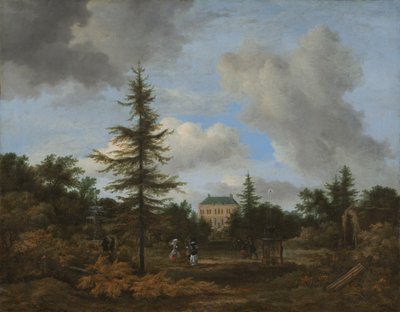 Country House in a Park by Jacob Isaaksz. or Isaacksz. van Ruisdael