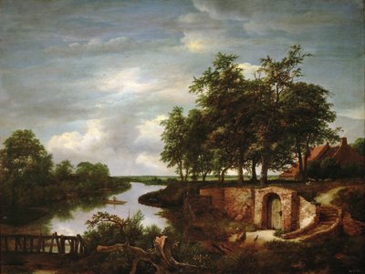 River Landscape with Cellar Entrance by Jacob van Ruisdael