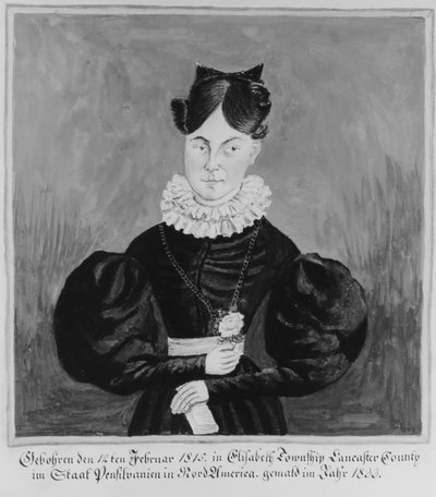 Portrait and Birth Record of Mahala Wechter by Jacob Maentel