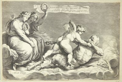 Cupid Conquers Pan by Jacob Matham