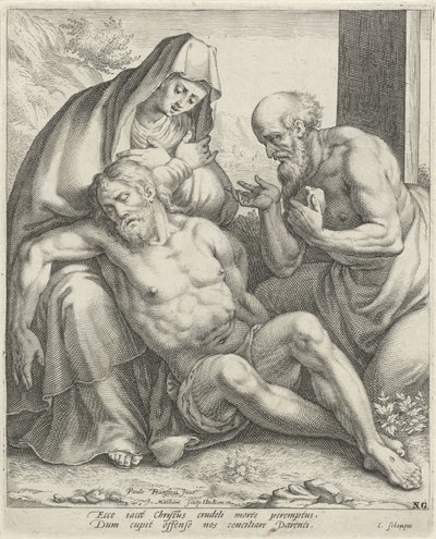 Lamentation of Christ by Mary and St. Jerome by Jacob Matham