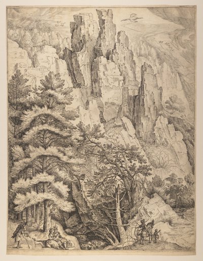 Bohemian Landscape with Couples and Hunters (left plate) by Jacob Matham