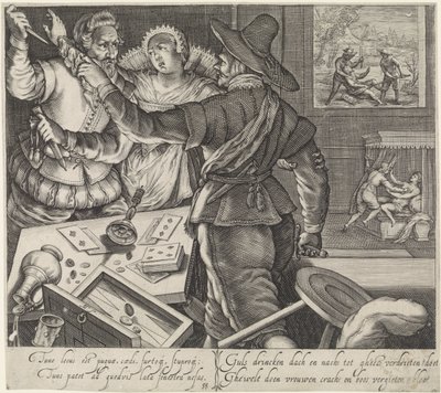 Card-players Fighting with Weapons Drawn by Jacob Matham