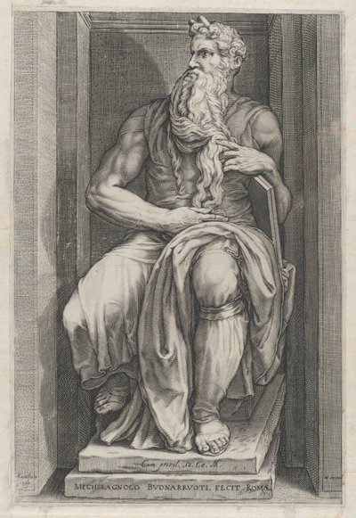 Speculum Romanae Magnificentiae: Moses after the sculpture by Michelangelo by Jacob Matham
