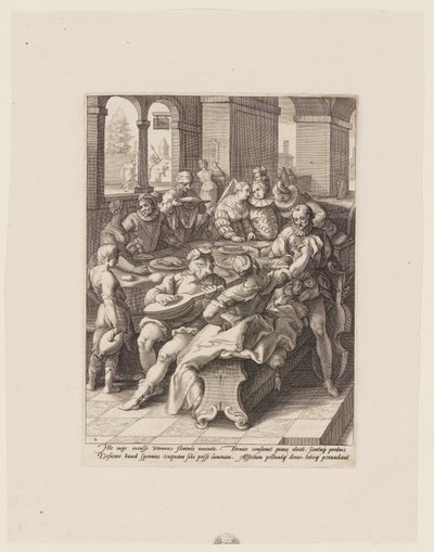 The Prodigal Son Feasting with Harlots, from The History of the Prodigal Son by Jacob Matham