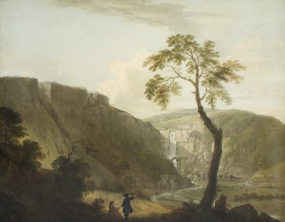 A Rocky Landscape with a Waterfall and an Artist Seated in the Foreground by Jacob More