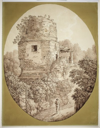 Tower with Man Walking by Jacob Philipp Hackert
