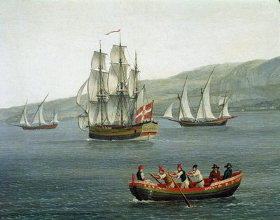 View of Ships in the Strait of Messina, Reggio Calabria, Italy (detail) by Jacob Philippe Hackert