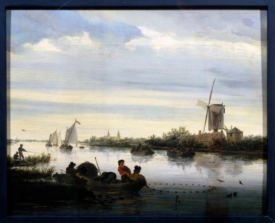Landscape with windmill. Painting by Jacob Van Ruisdael by Jacob Salomonsz. Ruysdael