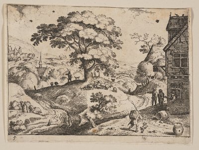Inn to Right of Road before Village, from Landscapes by Jacob Savery I