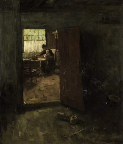 Domestic Interior with Country Woman and Child by Jacob Simon Hendrik Kever