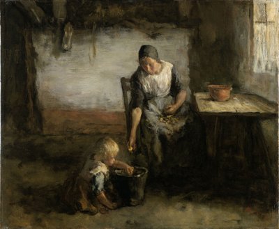 Woman Peeling Potatoes by Jacob Simon Kever