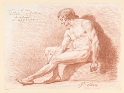 Seated Male Nude, Seen from the Side (2nd Prize 1788) by Jacob Smies