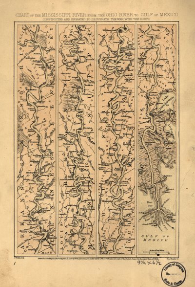 Chart of the Mississippi River from the Ohio River to Gulf of Mexico by Jacob Wells