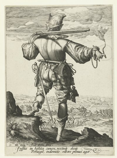 Musketeer (Harquebusier?) with Helmet by Jacob de Gheyn (II)