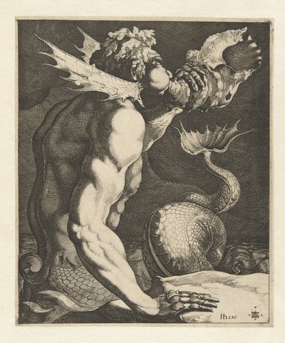 A Triton Blowing a Shell by Jacob de Gheyn (III)