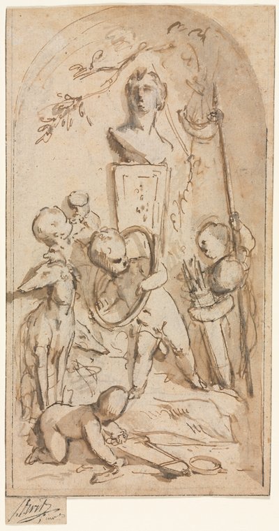 Bust of Diana with Putti and Hunting Attributes by Jacob de Wit