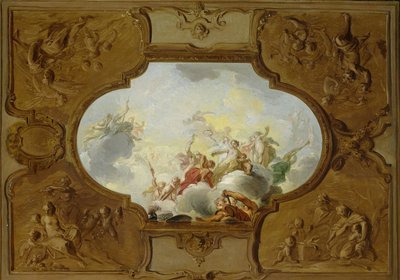 Design for a Ceiling Painting with the Apotheosis of Aeneas, in the Corners the Four Seasons by Jacob de Wit