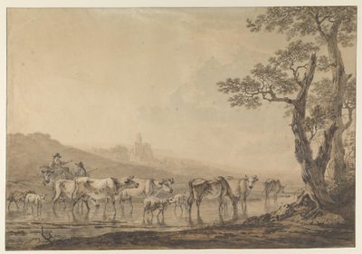 A Herd of Cows Crossing Water by Jacob van Strij