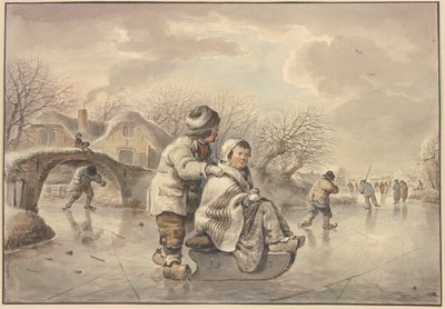 Winter Landscape with Ice Skaters by Jacob van Strij