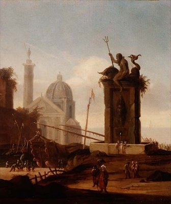 An Italianate Capriccio in a Mediterranean Harbour by Jacob van der Ulft
