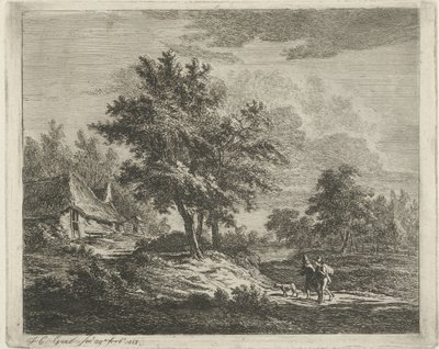 Landscape with Walkers near Three Trees by Jacobus Cornelis Gaal